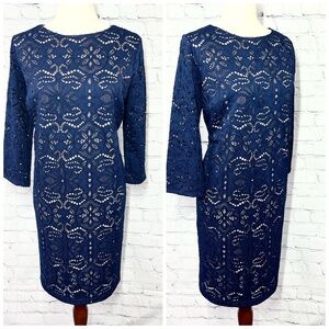 👗|•CHICO'S•| Navy Blue Over Nude Dress Size 1 (Medium / 8)